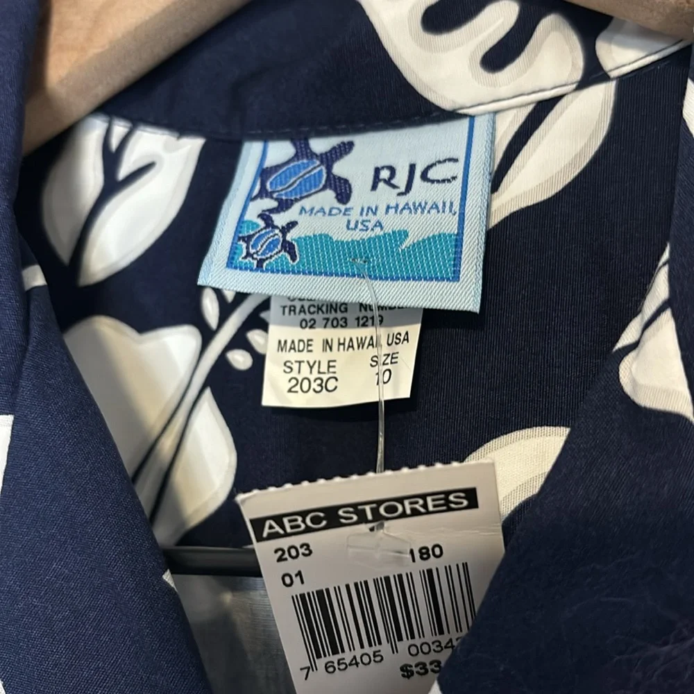 Boys 10 Made In Hawaii RJC New With Tag Hawaiian Short Sleeve Button Down Shirt